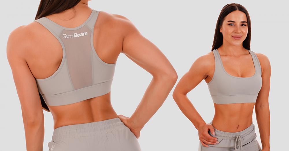 Športni nedrček Mesh Panel Grey - GymBeam