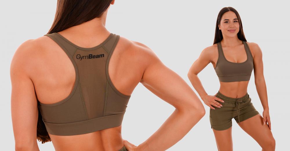 Športni nedrček Mesh Panel Olive - GymBeam